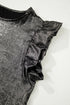 Shimmering Textured Ruffle Sleeve Woven Statement Top