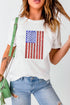 Shimmery Sequin Star Stripe Graphic Short Sleeve Tee
