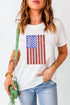 Shimmery Sequin Star Stripe Graphic Short Sleeve Tee