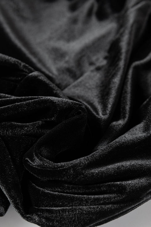 Shiny Velvet High Waist Drawstring Wide Leg Pants