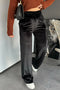 Shiny Velvet High Waist Drawstring Wide Leg Pants