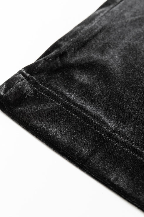 Shiny Velvet High Waist Drawstring Wide Leg Pants