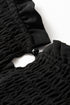 Shirred Bodice Square Neck Ruffle Sleeve Peplum Top