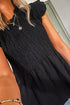Shirred Bodice Square Neck Ruffle Sleeve Peplum Top