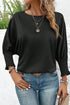 Shirred Dolman Sleeve Satin Blouse