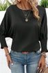 Shirred Dolman Sleeve Satin Blouse