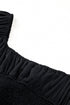 Shirred Drawstring Ruffle Long Sleeve Casual Mini Dress