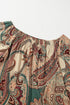 Shirred Off Shoulder Paisley Print Draped Sleeve Blouse