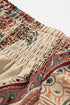 Shirred Off Shoulder Paisley Print Draped Sleeve Blouse