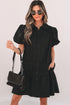 Shirt Style Button Down Puff Sleeve Ruffle Hem Dress