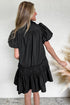 Shirt Style Button Down Puff Sleeve Ruffle Hem Dress