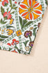 Short Bubble Sleeve Floral Print Contrast Trim Blouse
