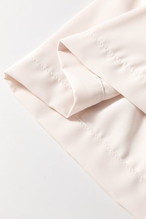Short Puff Sleeve Bow Tie Ruffle Hem Blouse