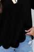 Short Puff Sleeve Collared V Neck Trimmed Blouse