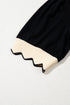 Short Puff Sleeve Collared V Neck Trimmed Blouse