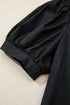 Short Puff Sleeve Embroidered V Neck Cotton Blend Blouse