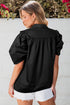 Short Puff Sleeve Ruffle Detail Button Down Shirt