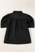 Short Puff Sleeve Ruffle Detail Button Down Shirt