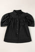 Short Puff Sleeve Ruffle Detail Button Down Shirt