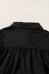 Short Puff Sleeve Ruffle Detail Button Down Shirt
