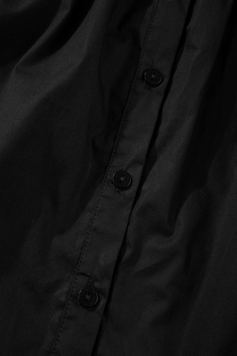 Short Puff Sleeve Ruffle Detail Button Down Shirt