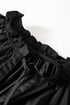 Short Puff Sleeve Ruffled Hem Cotton Blouse