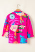 Short Puff Sleeve Ruffled Tassel Tie Floral Blouse