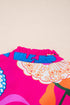 Short Puff Sleeve Ruffled Tassel Tie Floral Blouse