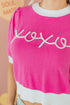 Short Puff Sleeve Script Graphic Knit Sweater