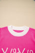 Short Puff Sleeve Script Graphic Knit Sweater