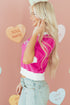 Short Puff Sleeve Script Graphic Knit Sweater