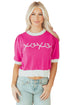 Short Puff Sleeve Script Graphic Knit Sweater