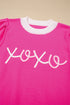 Short Puff Sleeve Script Graphic Knit Sweater