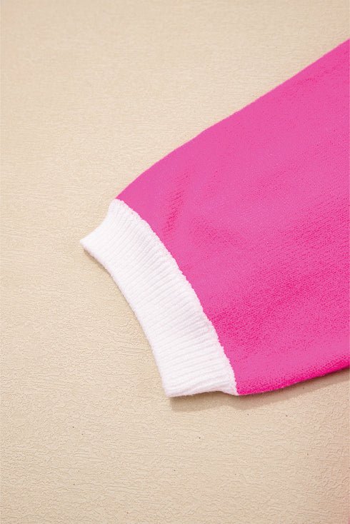 Short Puff Sleeve Script Graphic Knit Sweater