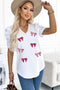 Short Puff Sleeve Sequin Bow Accent Top
