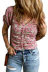 Short Puff Sleeve V Neck Ruched Peplum Blouse