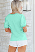 Short Puff Sleeve V Neck Wrap Waist Peplum Blouse