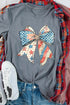 Short Sleeve American Flag Bow Print Graphic Tee