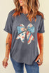 Short Sleeve American Flag Bow Print Graphic Tee