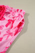 Short Sleeve Bow Print Button Down Pajama Set