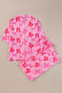 Short Sleeve Bow Print Button Down Pajama Set