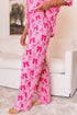 Short Sleeve Bow Print Button Down Pajama Set
