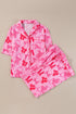 Short Sleeve Bow Print Button Down Pajama Set