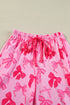Short Sleeve Bow Print Button Down Pajama Set