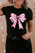 Short Sleeve Bowknot Graphic Crew Neck Tee Shirt