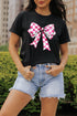 Short Sleeve Bowknot Graphic Crew Neck Tee Shirt