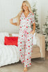 Short Sleeve Button Up Wide Leg Pajama Set