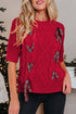 Short Sleeve Cable Knit Sweater With Plaid Bow Accents