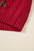 Short Sleeve Cable Knit Sweater With Plaid Bow Accents