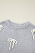 Short Sleeve Crew Neck Bow Accent Sweater Top